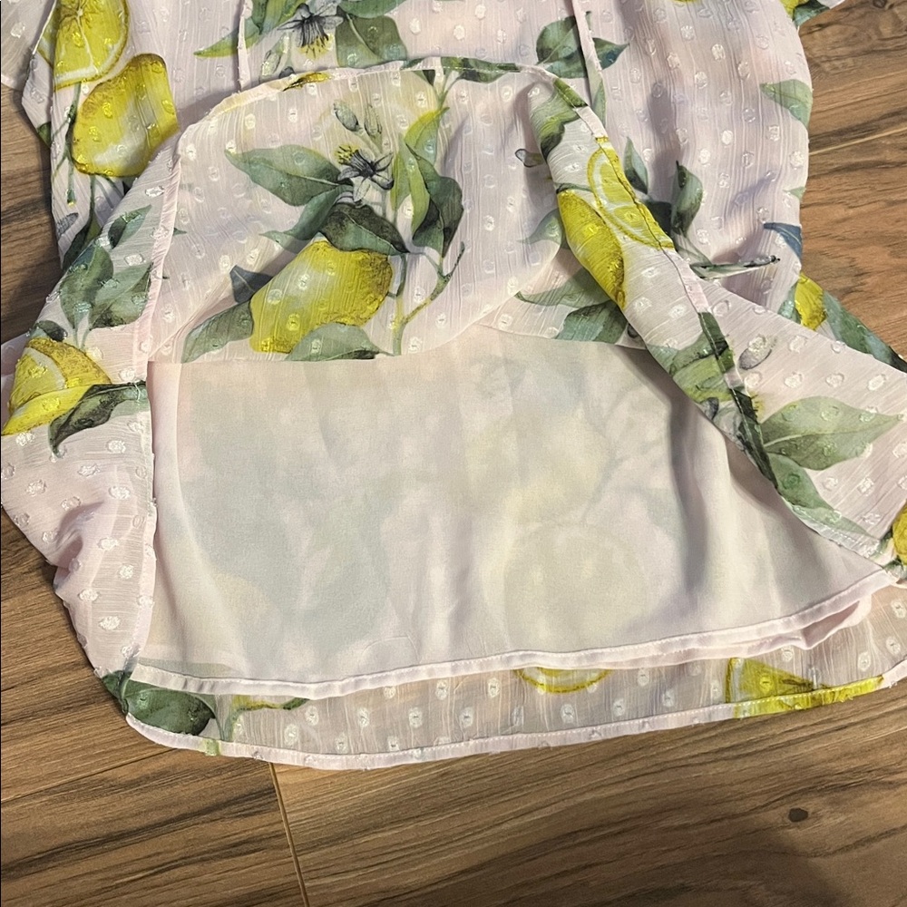 Joie Lemon Print Blouse with Green Leaves - Picture 6 of 7